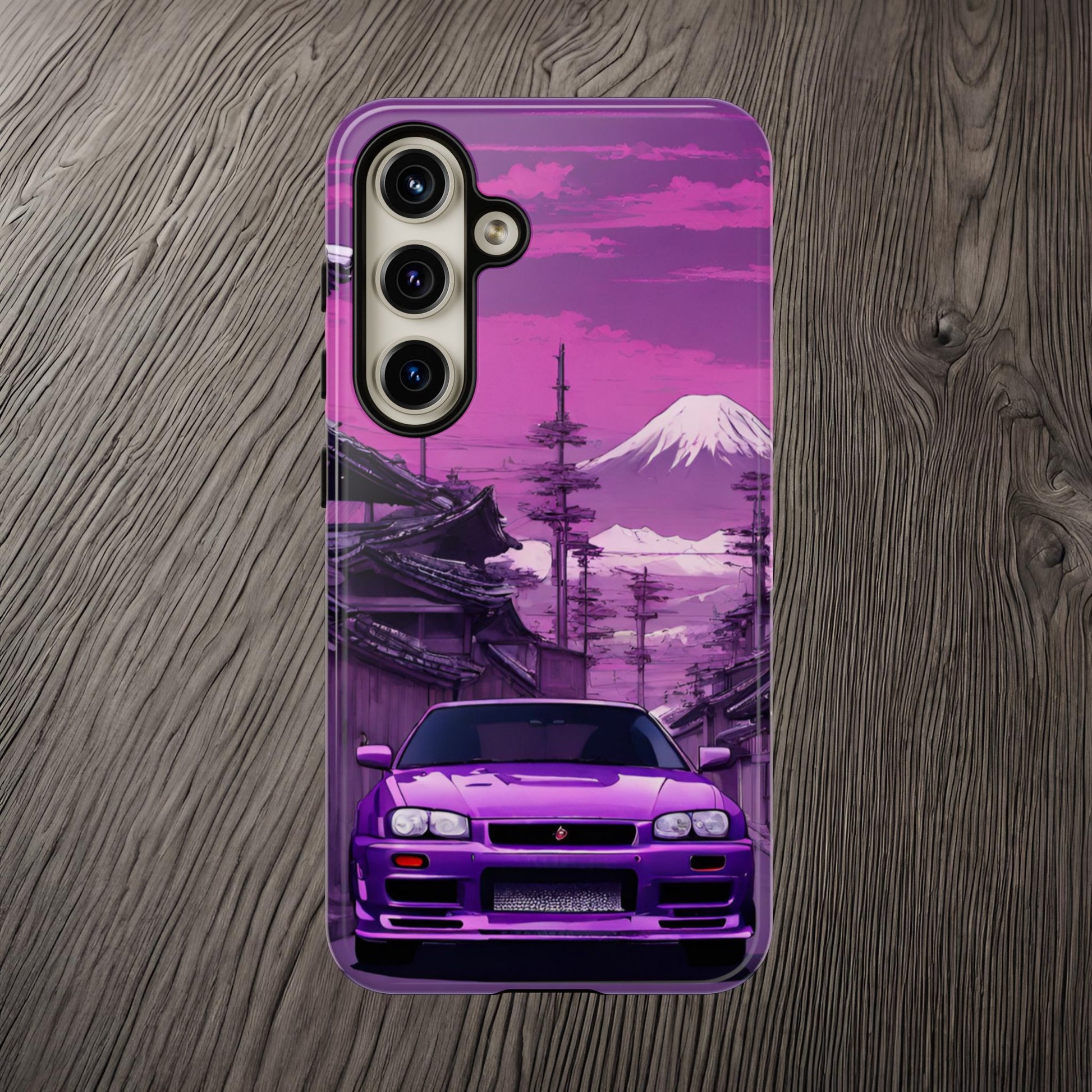 Nissan Skyline R34 Mt Fuji-Dual Layer Ultra Tough Phone Case Samsung Galaxy S24 Glossy Printify by The Night Shift Automotive Apparel
