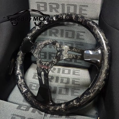 Real Forged Carbon Fiber 340mm Steering Wheel The Night Shift Performance Street Gear by The Night Shift Automotive Apparel