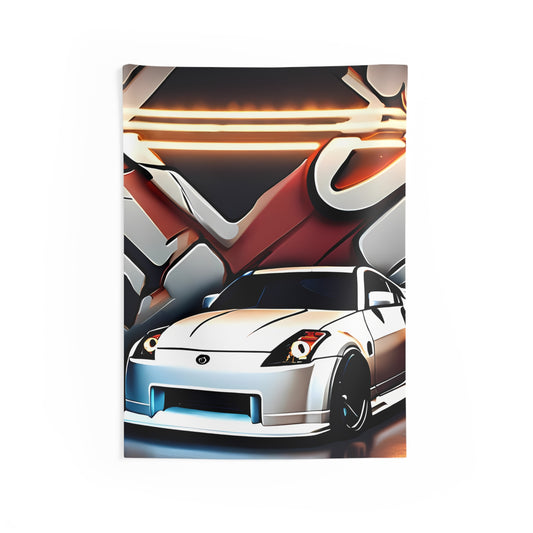 Nissan 350z Indoor Wall Tapestries - Shop Banner 26" × 36" Printify by The Night Shift Automotive Apparel