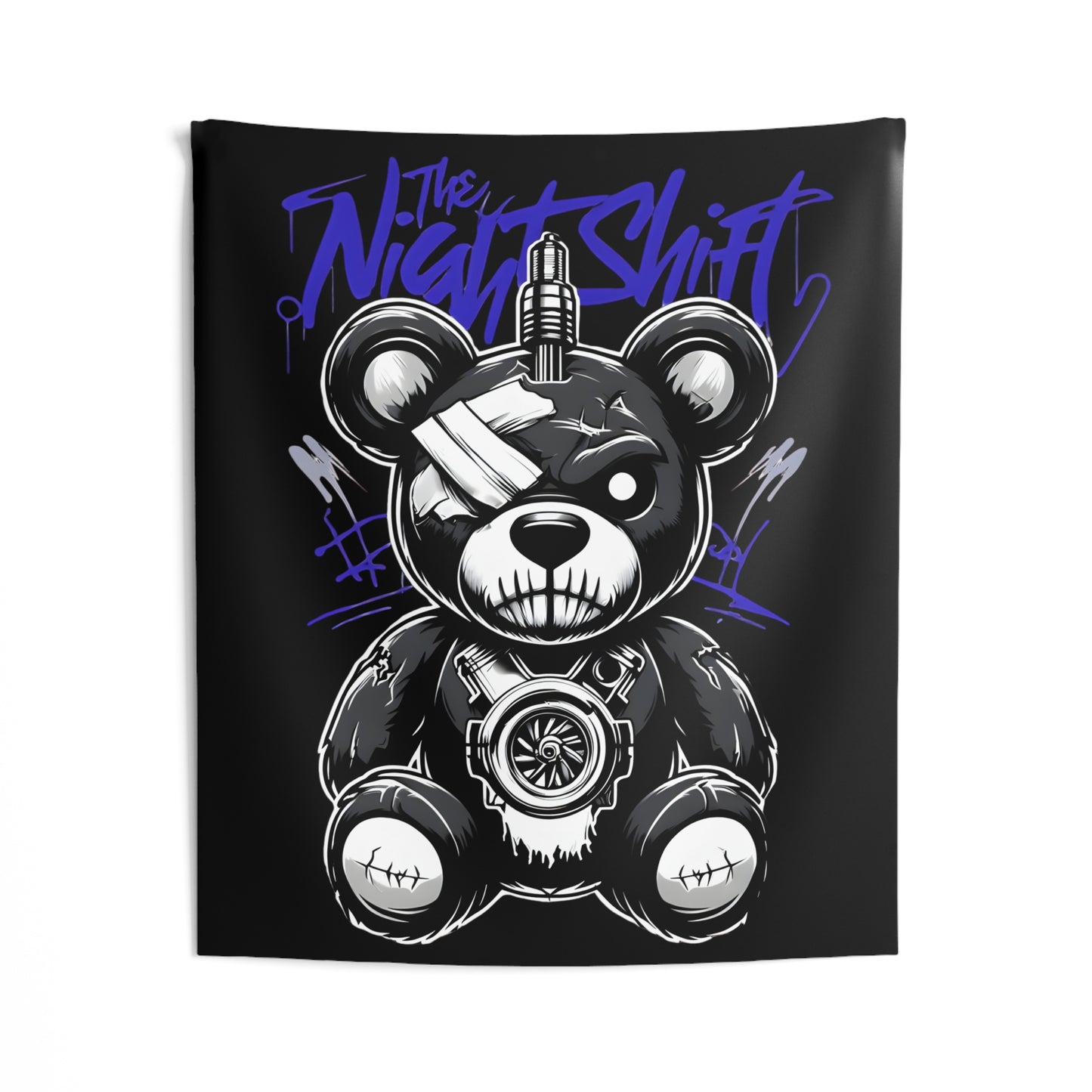 Tattered Teddy Indoor Wall Tapestries - Shop Banner 50" × 60" Printify by The Night Shift Automotive Apparel