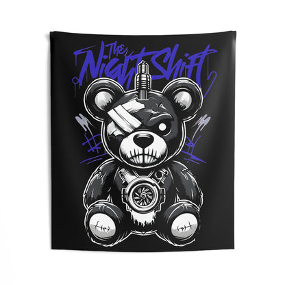 Tattered Teddy Indoor Wall Tapestries - Shop Banner 50" × 60" Printify by The Night Shift Automotive Apparel