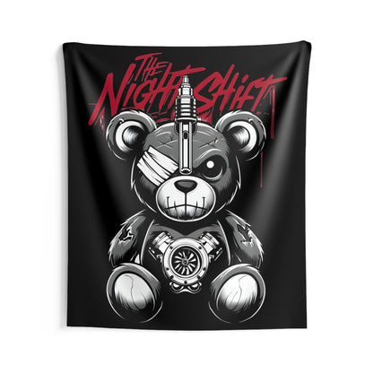 Tattered Teddy Indoor Wall Tapestries - Shop Banner 68" × 80" Printify by The Night Shift Automotive Apparel