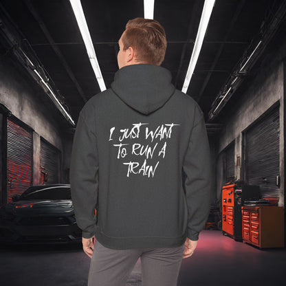 I Just Want To Run A Train-Ultra Soft, Premium Hoodie Dark Heather Printify by The Night Shift Automotive Apparel