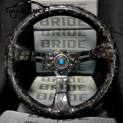 Real Forged Carbon Fiber 340mm Steering Wheel The Night Shift Performance Street Gear by The Night Shift Automotive Apparel