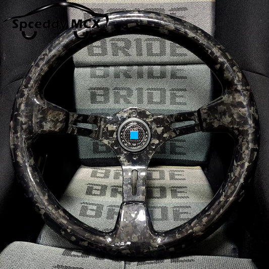 Real Forged Carbon Fiber 340mm Steering Wheel The Night Shift Performance Street Gear by The Night Shift Automotive Apparel