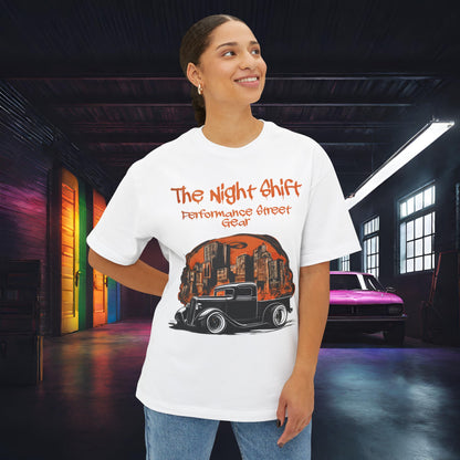 1930's Hot Rod Pick Up Urban Streets-Premium, Ultra Soft Unisex Oversized Boxy Tee Printify by The Night Shift Automotive Apparel