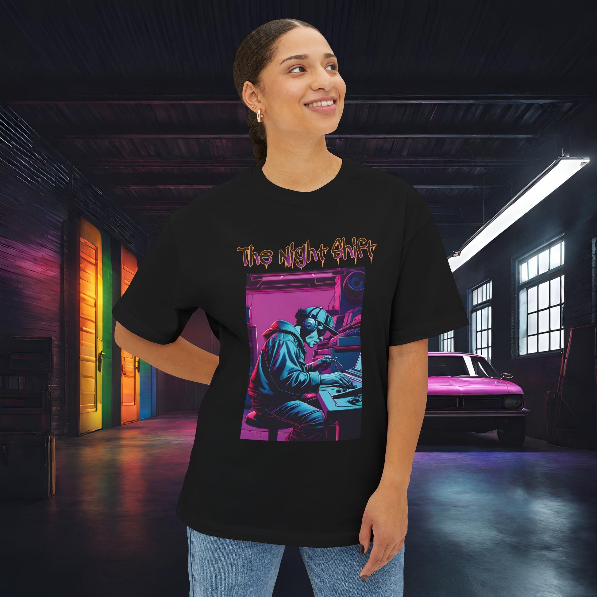 Makin' Beats-Premium, Ultra Soft Unisex Oversized Boxy Tee Printify by The Night Shift Automotive Apparel