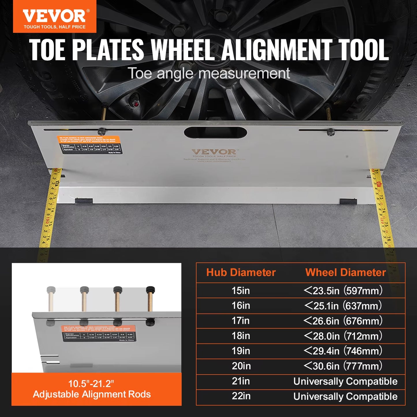VEVOR Stainless Steel Toe Plates-Wheel Alignment Tool 2-Pack The Night Shift Performance Street Gear by The Night Shift Automotive Apparel