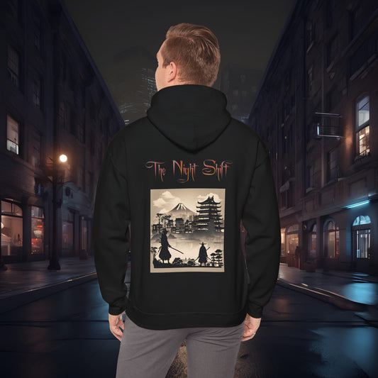 Samurai Silhouette-Ultra Soft, Premium Hoodie Black Printify by The Night Shift Automotive Apparel