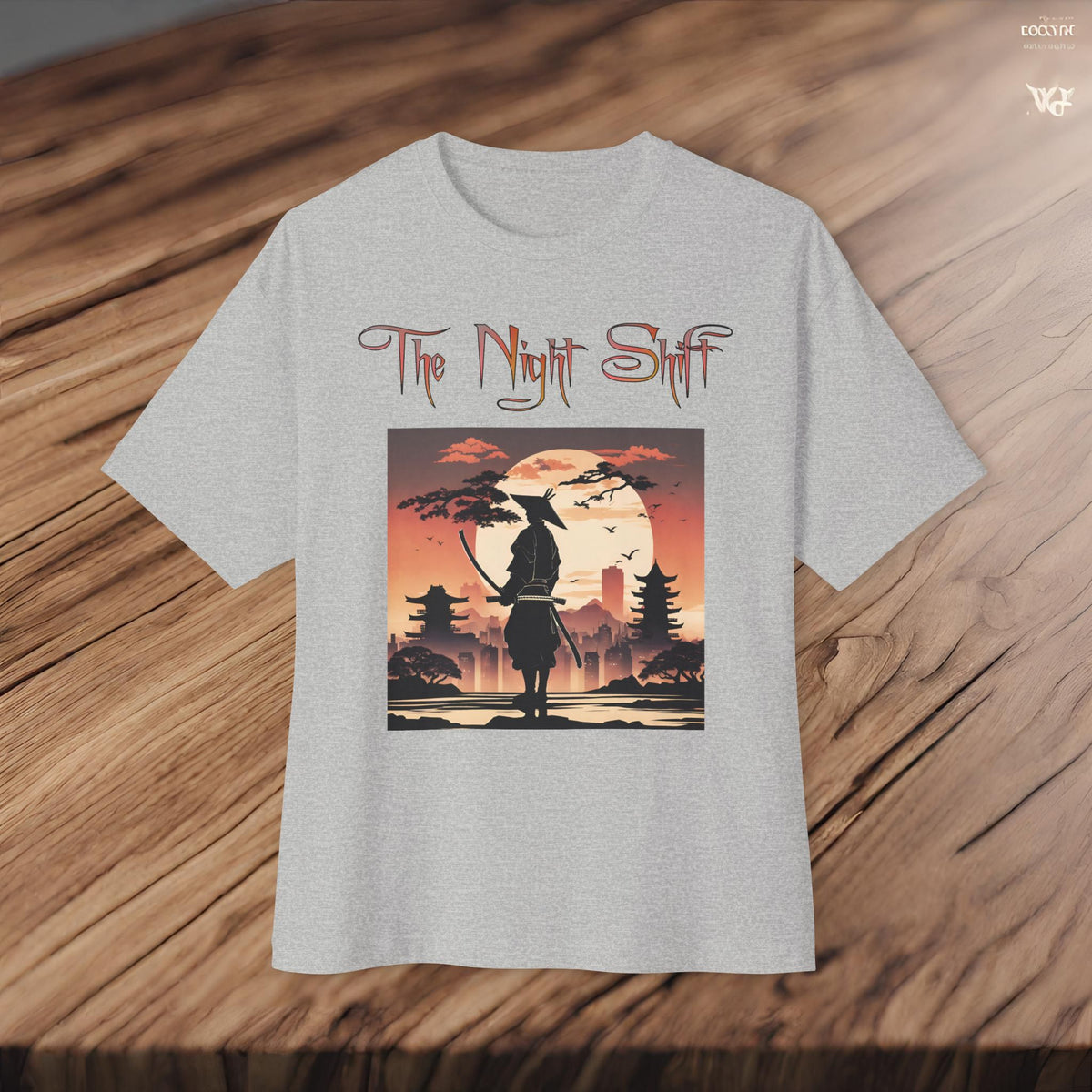 Samurai Full Moon Silhouette-Premium, Ultra Soft Unisex Oversized Boxy Tee Printify by The Night Shift Automotive Apparel