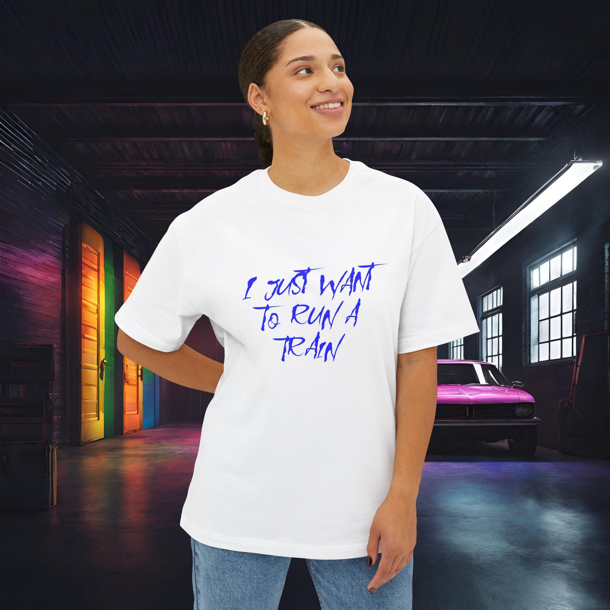 I Just Want To Run A Train-Premium, Ultra Soft Unisex Oversized Boxy Tee Printify by The Night Shift Automotive Apparel
