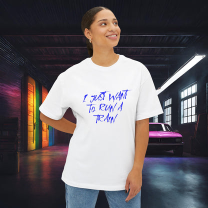 I Just Want To Run A Train-Premium, Ultra Soft Unisex Oversized Boxy Tee Printify by The Night Shift Automotive Apparel