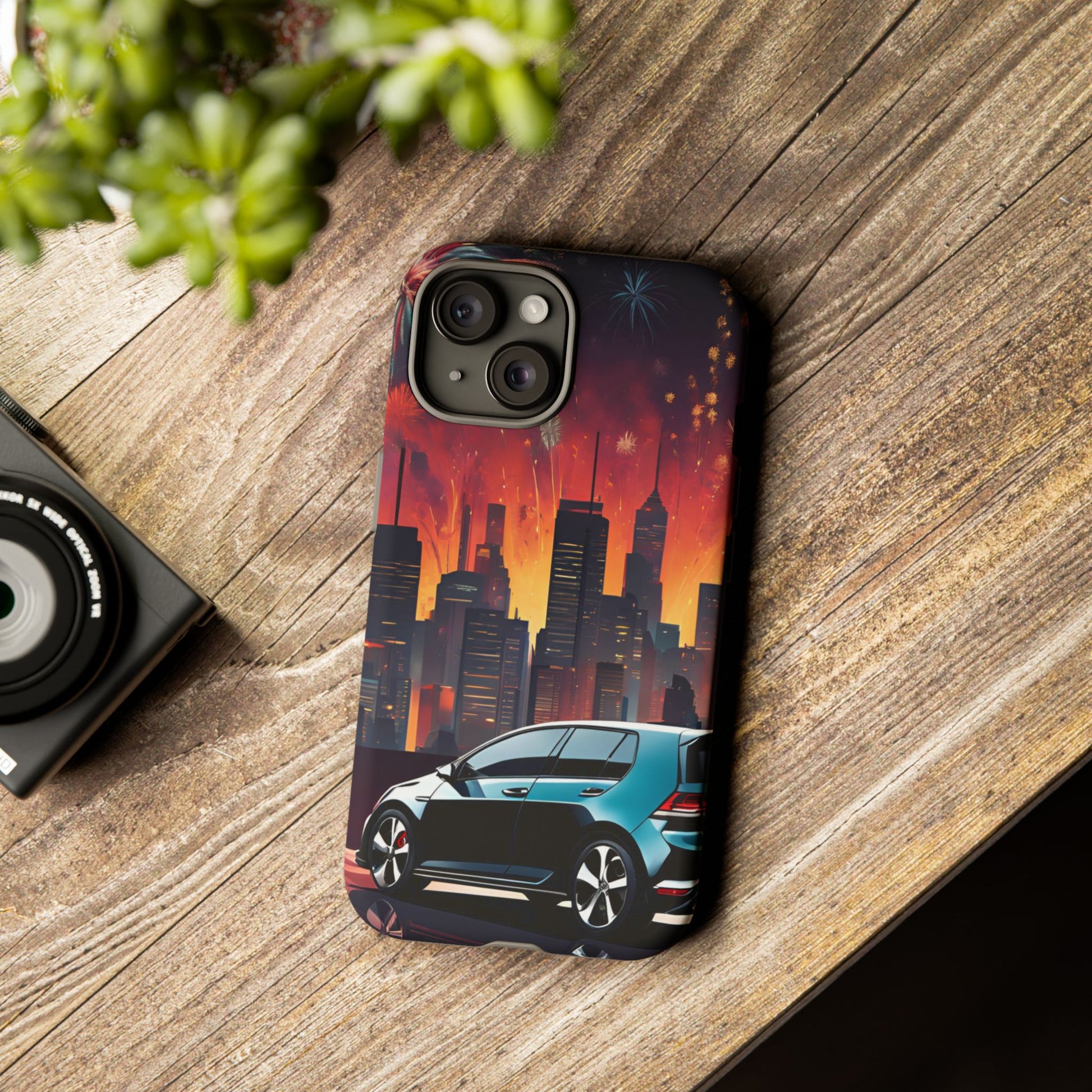 Volkswagon Golf GTI Fireworks-Dual Layer Ultra Tough Phone Case iPhone 15 Matte Printify by The Night Shift Automotive Apparel
