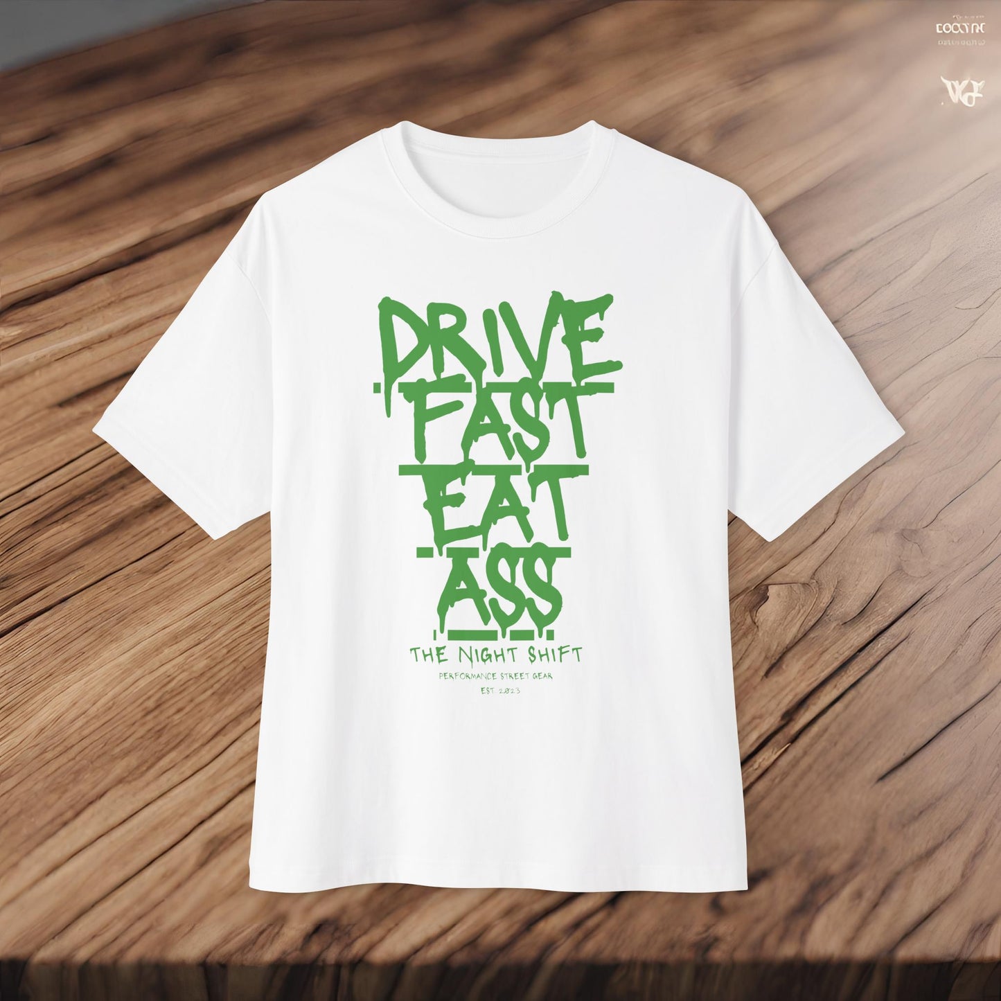 Drive Fast, Eat Ass-Premium, Ultra Soft Unisex Oversized Boxy Tee Printify by The Night Shift Automotive Apparel