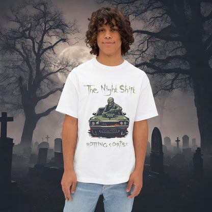 Rotting Corpse Zombie-Premium, Ultra Soft Unisex Oversized Boxy Tee White Printify by The Night Shift Automotive Apparel