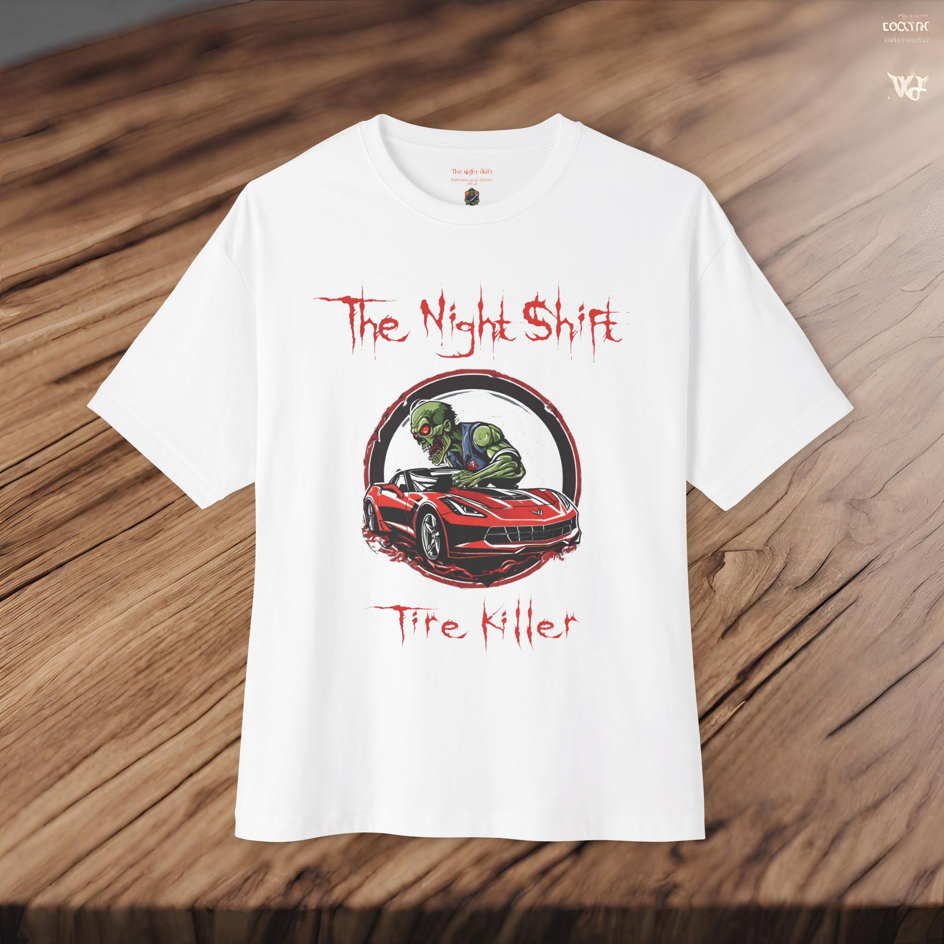Tire Killer Zombie Corvette-Premium, Ultra Soft Unisex Oversized Boxy Tee Printify by The Night Shift Automotive Apparel