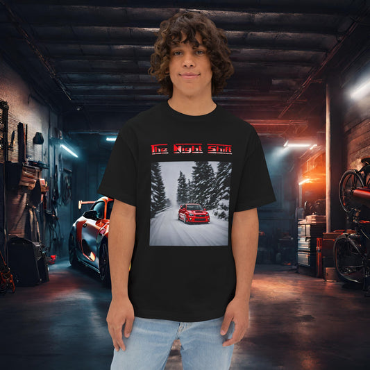 Subaru Impreza WRX/STI Snow Drifting-Premium, Ultra Soft Unisex Oversized Boxy Tee Black Printify by The Night Shift Automotive Apparel