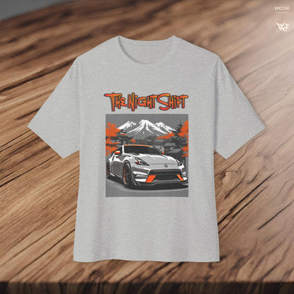 Nissan 370z Nismo- Premium, Ultra Soft Unisex Oversized Boxy Tee Printify by The Night Shift Automotive Apparel