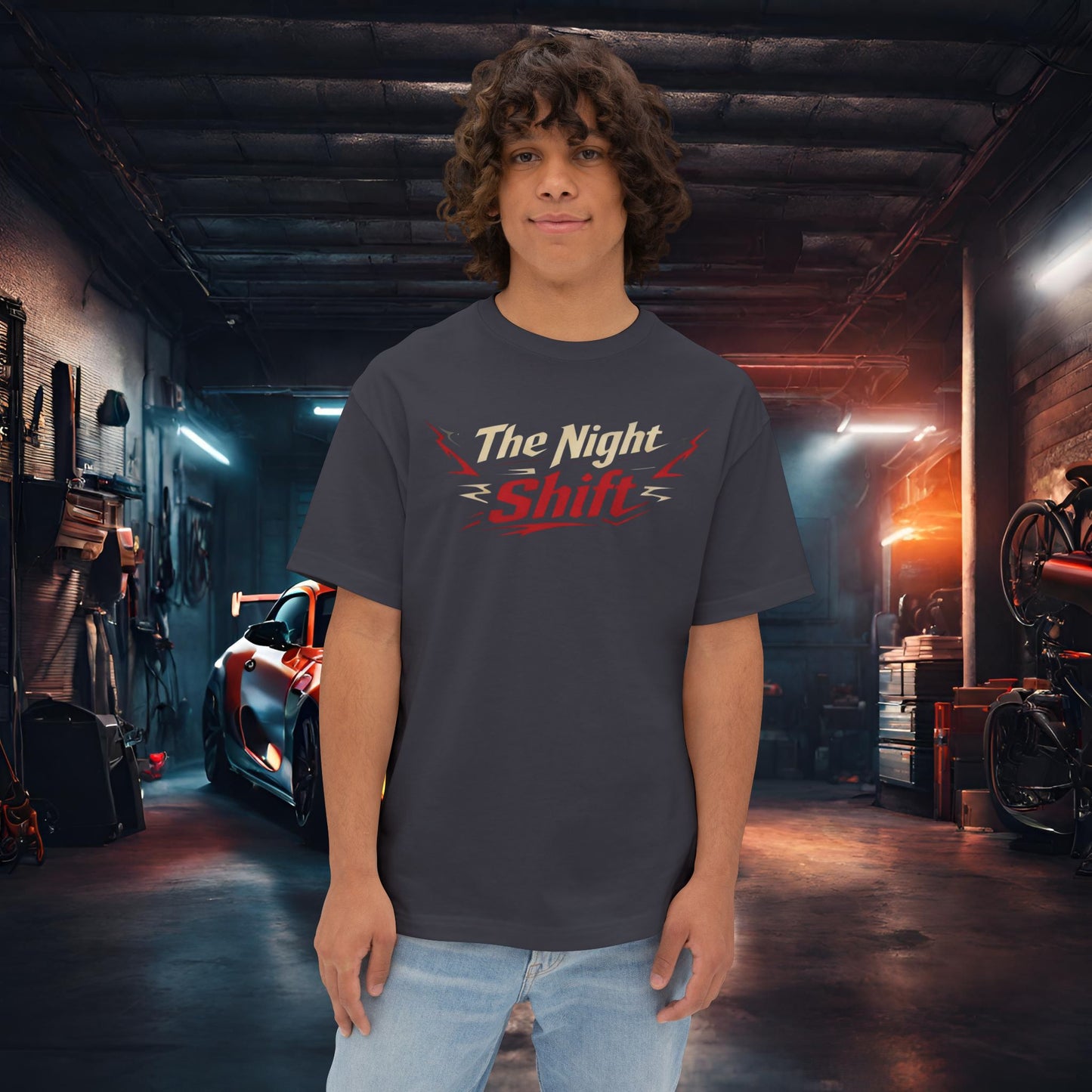 Chase Is A Race-Premium, Ultra Soft Unisex Oversized Boxy Tee Dark Grey Printify by The Night Shift Automotive Apparel