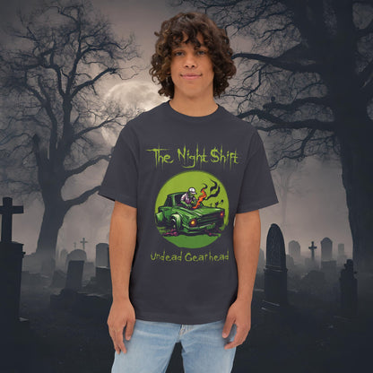 Undead Gearhead Zombie-Premium, Ultra Soft Unisex Oversized Boxy Tee Dark Grey Printify by The Night Shift Automotive Apparel