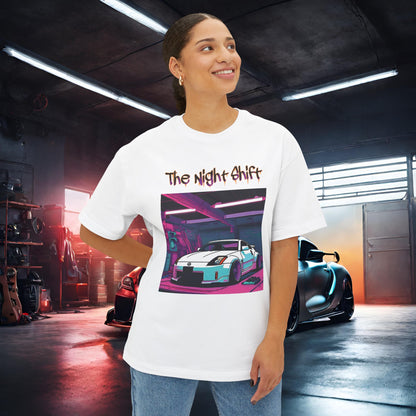 Nissan 350z Synthwave-Premium, Ultra Soft Unisex Oversized Boxy Tee Printify by The Night Shift Automotive Apparel
