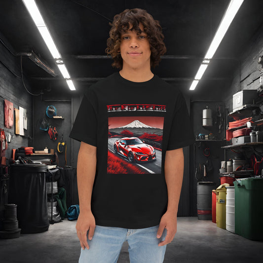 Toyota Supra MK-V Mt Fuji-Premium, Ultra Soft, Unisex Oversized Boxy Tee Black Printify by The Night Shift Automotive Apparel