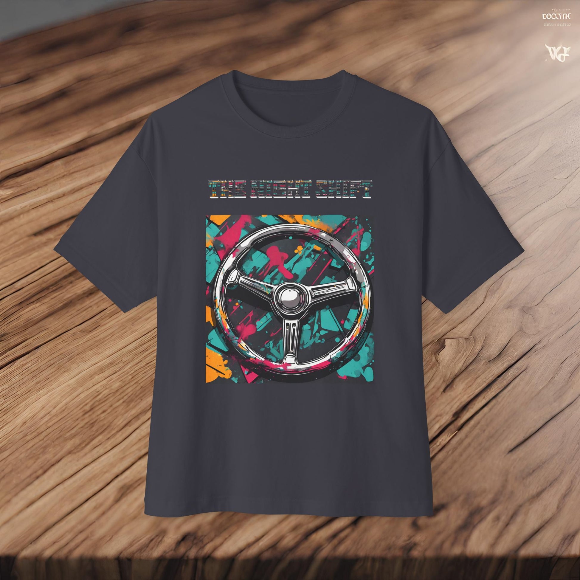 Steering Wheel-Premium, Ultra Soft Unisex Oversized Boxy Tee Printify by The Night Shift Automotive Apparel