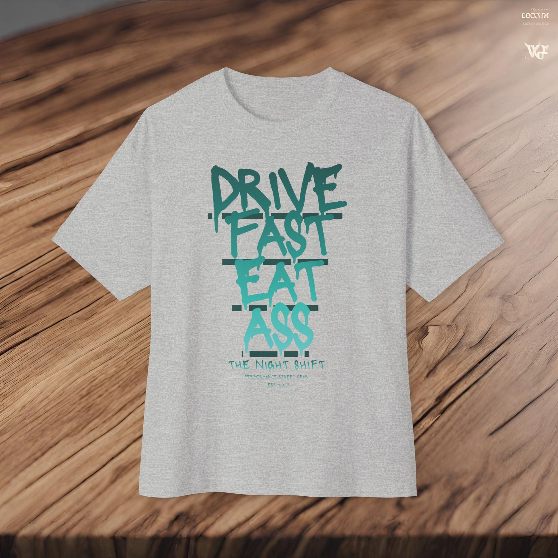 Drive Fast, Eat Ass-Premium, Ultra Soft Unisex Oversized Boxy Tee Printify by The Night Shift Automotive Apparel