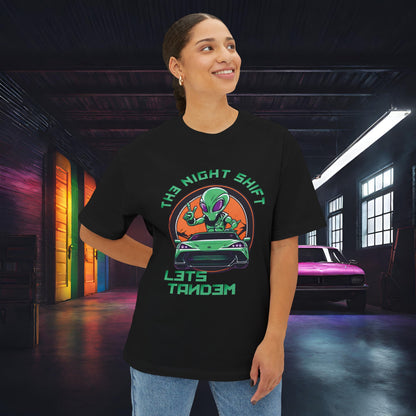 Lets Tandem Alien-Premium, Ultra Soft, Unisex Oversized Boxy Tee Printify by The Night Shift Automotive Apparel