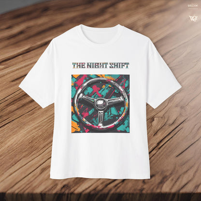 Steering Wheel-Premium, Ultra Soft Unisex Oversized Boxy Tee Printify by The Night Shift Automotive Apparel