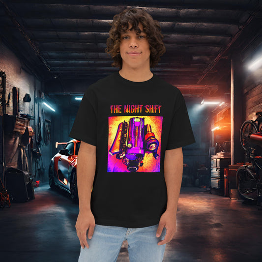 RB26DETT Synthwave-Premium, Ultra Soft Unisex Oversized Boxy Tee Black Printify by The Night Shift Automotive Apparel