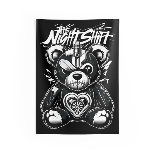 Tattered Teddy Indoor Wall Tapestries - Shop Banner 26" × 36" Printify by The Night Shift Automotive Apparel