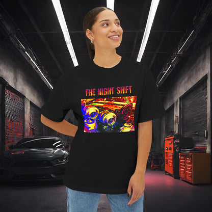 1JZ-GTE Twin Turbo Synthwave-Premium, Ultra Soft Unisex Oversized Boxy Tee Printify by The Night Shift Automotive Apparel