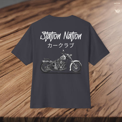 Station Nation-Premium, Ultra Soft Unisex Oversized Boxy Tee Printify by The Night Shift Automotive Apparel