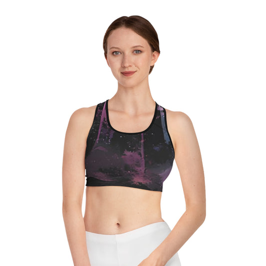 Women's Sports Bra Black stitching Printify by The Night Shift Automotive Apparel