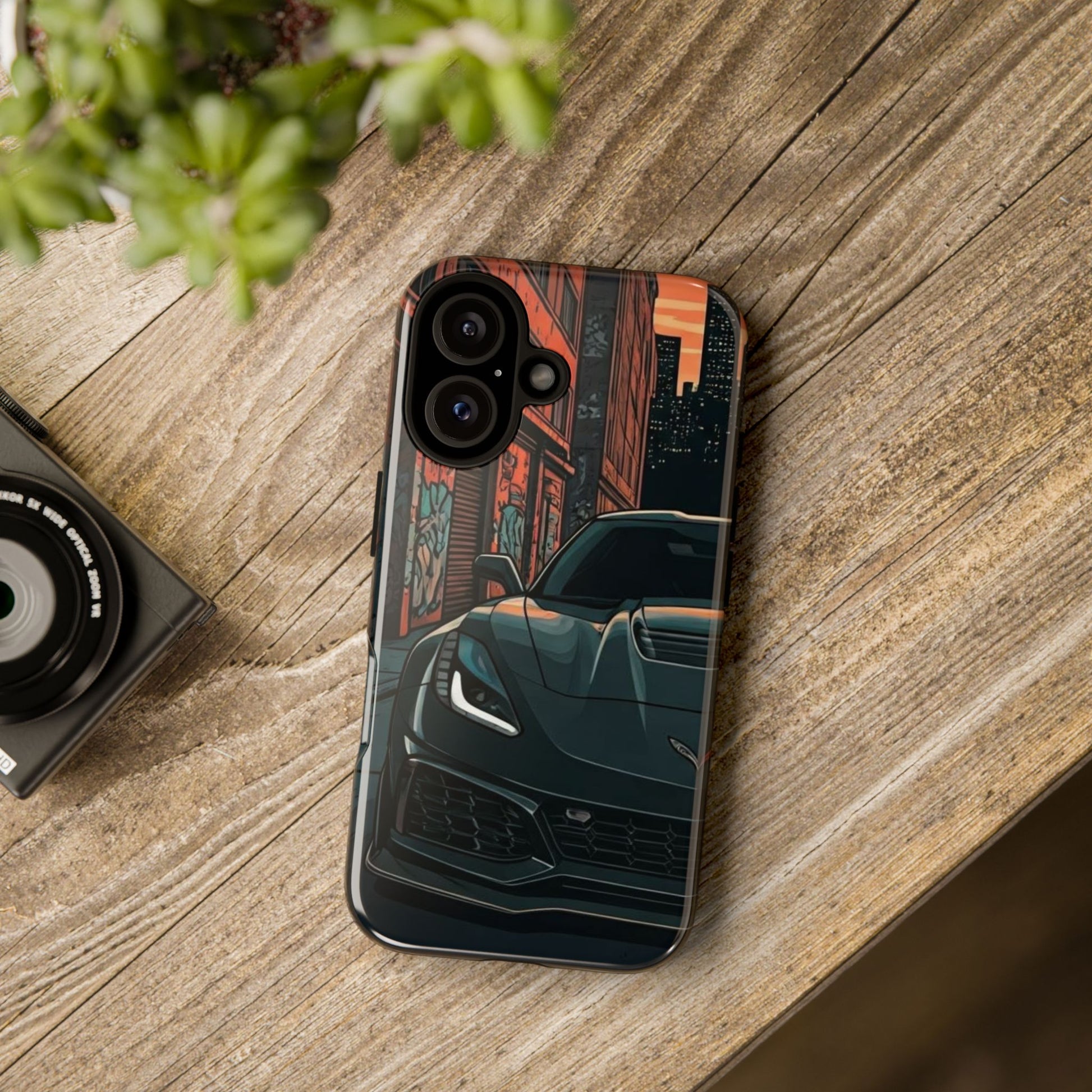 Chevy Corvette C7 Street Life-Dual Layer Ultra Tough Phone Case iPhone 16 Glossy Printify by The Night Shift Automotive Apparel