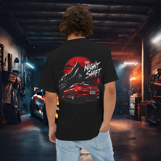 Toyota Supra MK-4 Owners Custom-Premium, Ultra Soft Unisex Oversized Boxy Tee Black Printify by The Night Shift Automotive Apparel