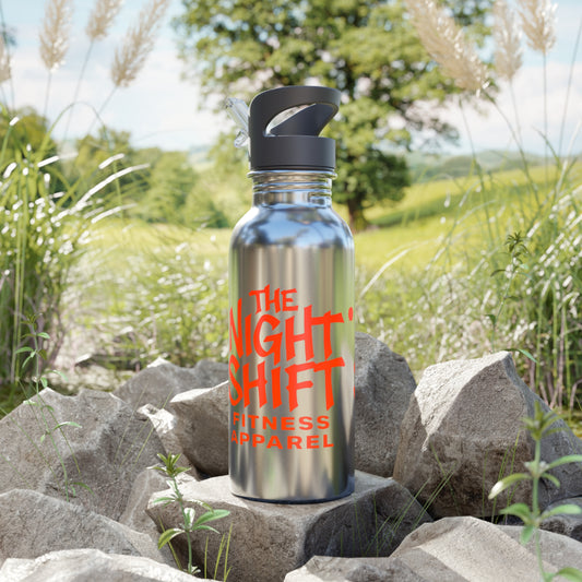 Stainless Steel Water Bottle With Straw, 20oz 20oz Silver Printify by The Night Shift Automotive Apparel
