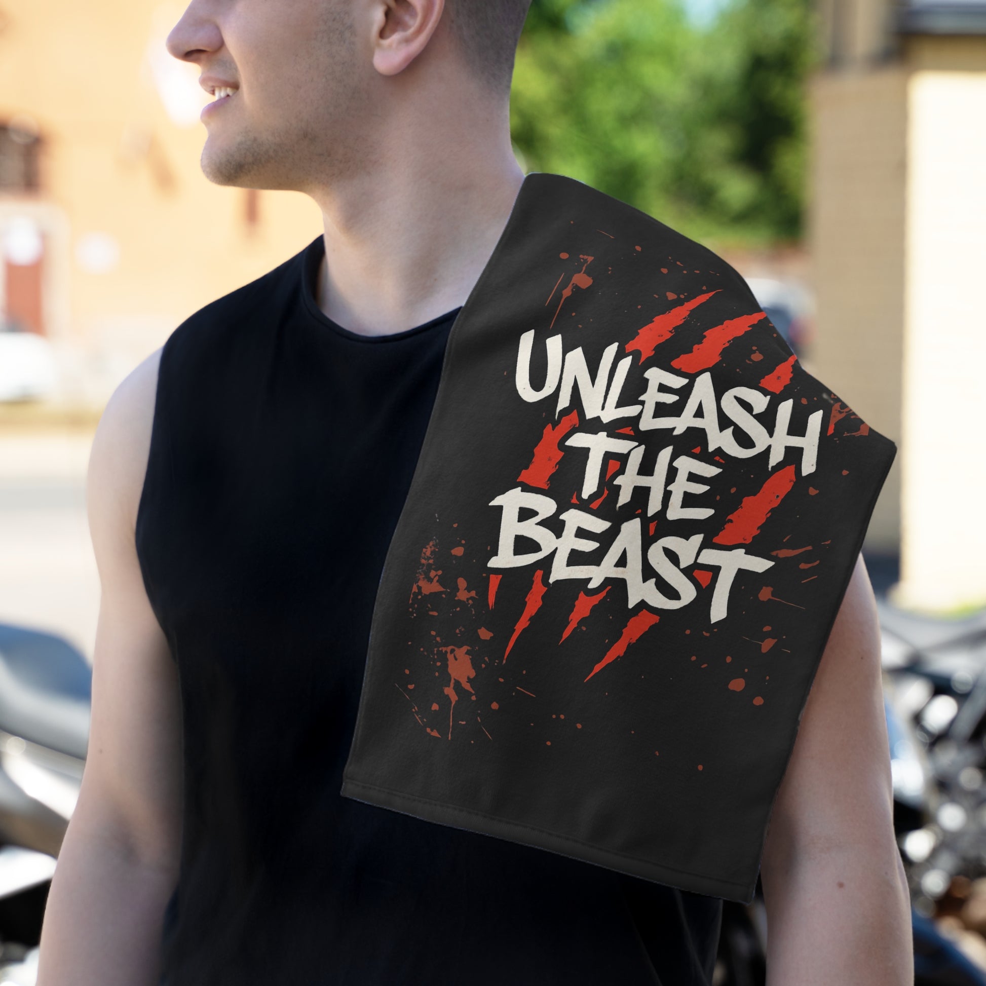 Unleash The Beast-Gym Towel( 11x18) White 11" × 18" Printify by The Night Shift Automotive Apparel