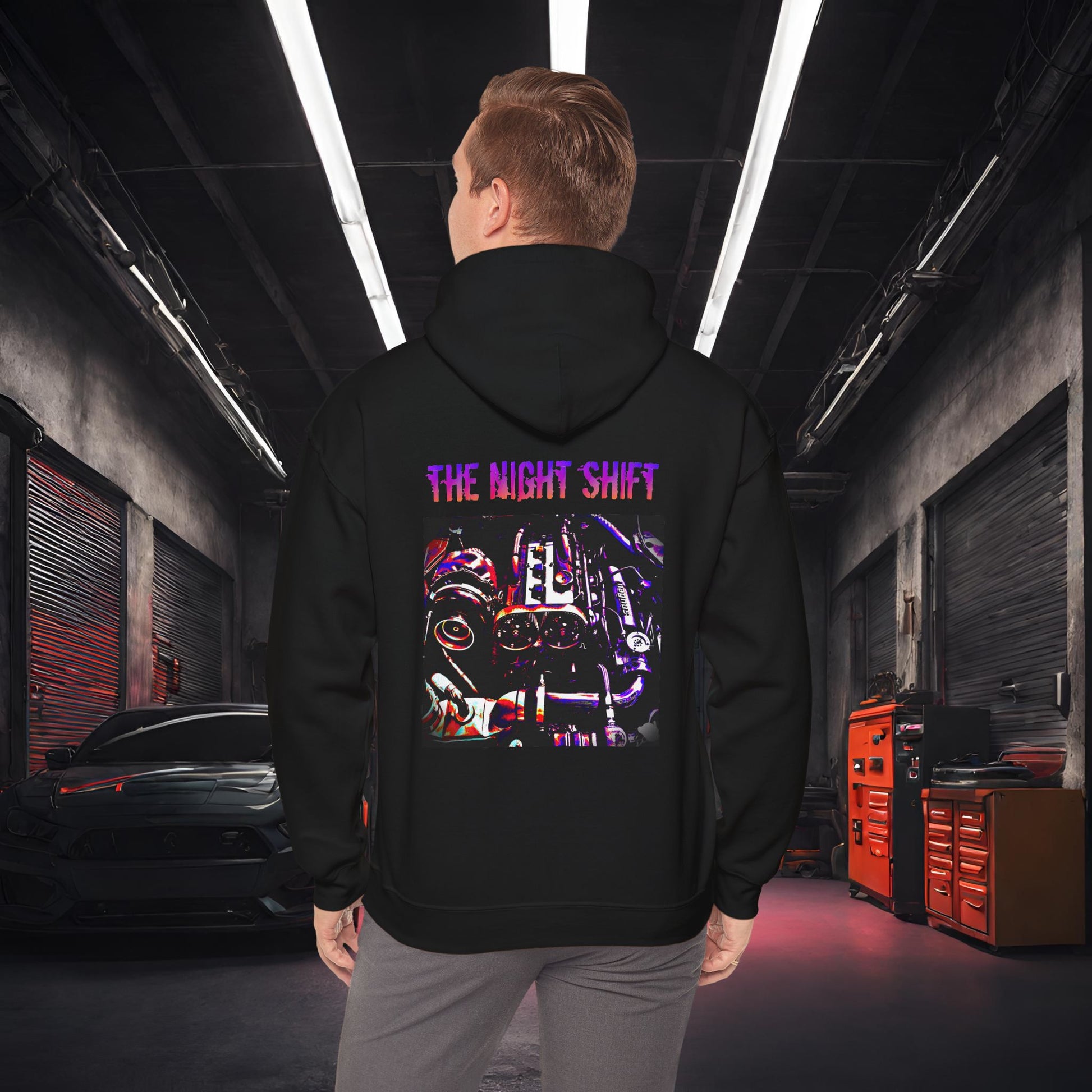 4G63 Synthwave-Premium, Ultra Soft Unisex Hoodie Black Printify by The Night Shift Automotive Apparel
