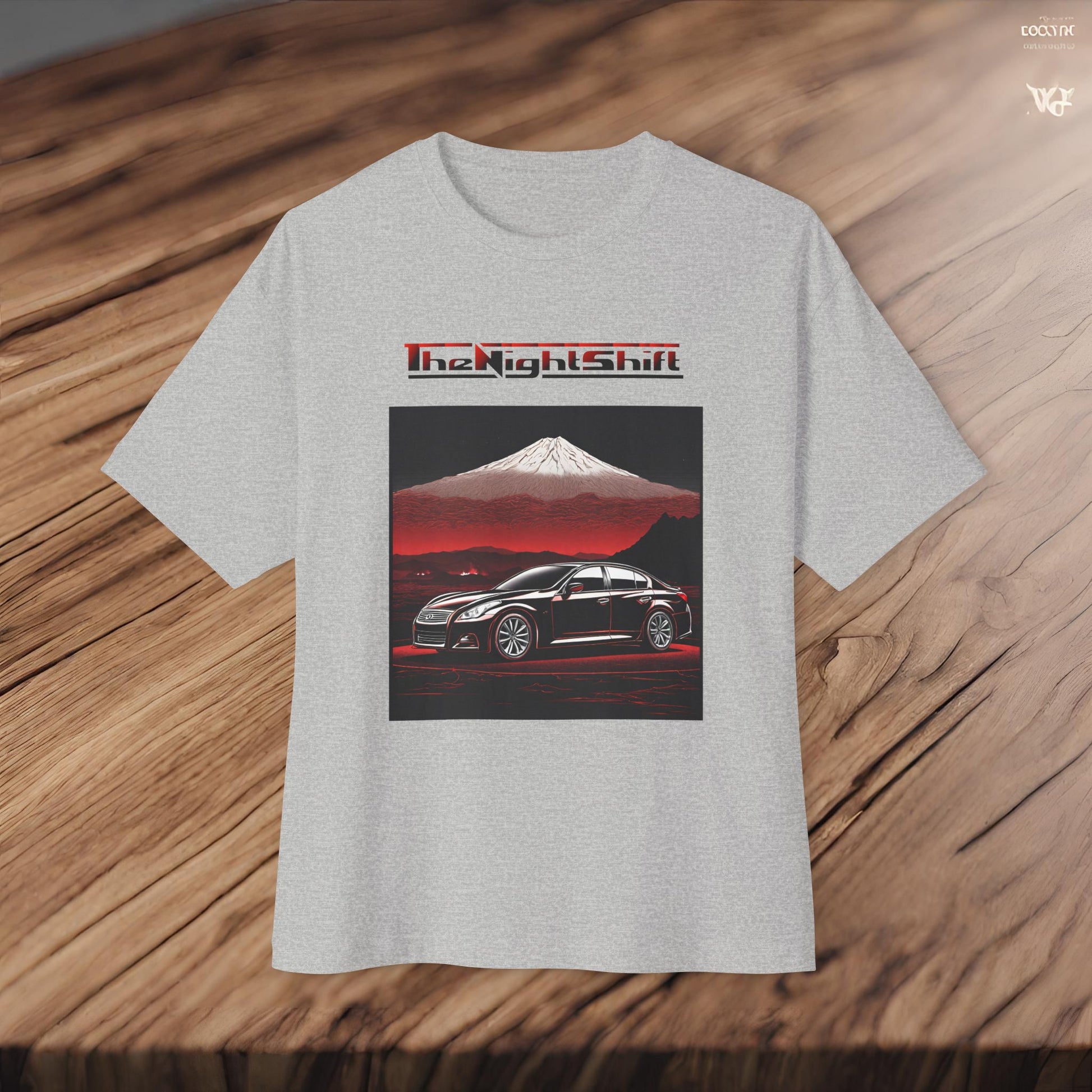 Infiniti G37 Sedan Mt Fuji-Premium, Ultra Soft, Unisex Oversized Boxy Tee Printify by The Night Shift Automotive Apparel