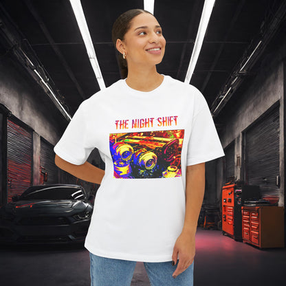 1JZ-GTE Twin Turbo Synthwave-Premium, Ultra Soft Unisex Oversized Boxy Tee Printify by The Night Shift Automotive Apparel