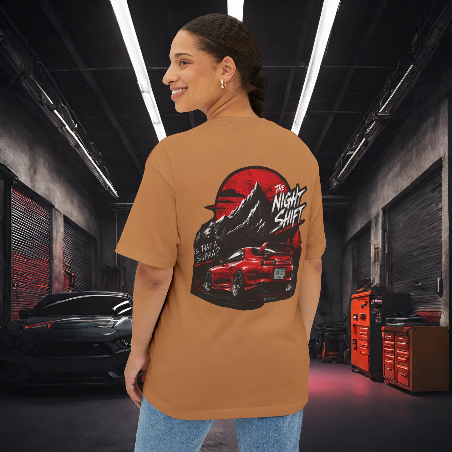 Toyota Supra MK-4 Owners Custom-Premium, Ultra Soft Unisex Oversized Boxy Tee Printify by The Night Shift Automotive Apparel