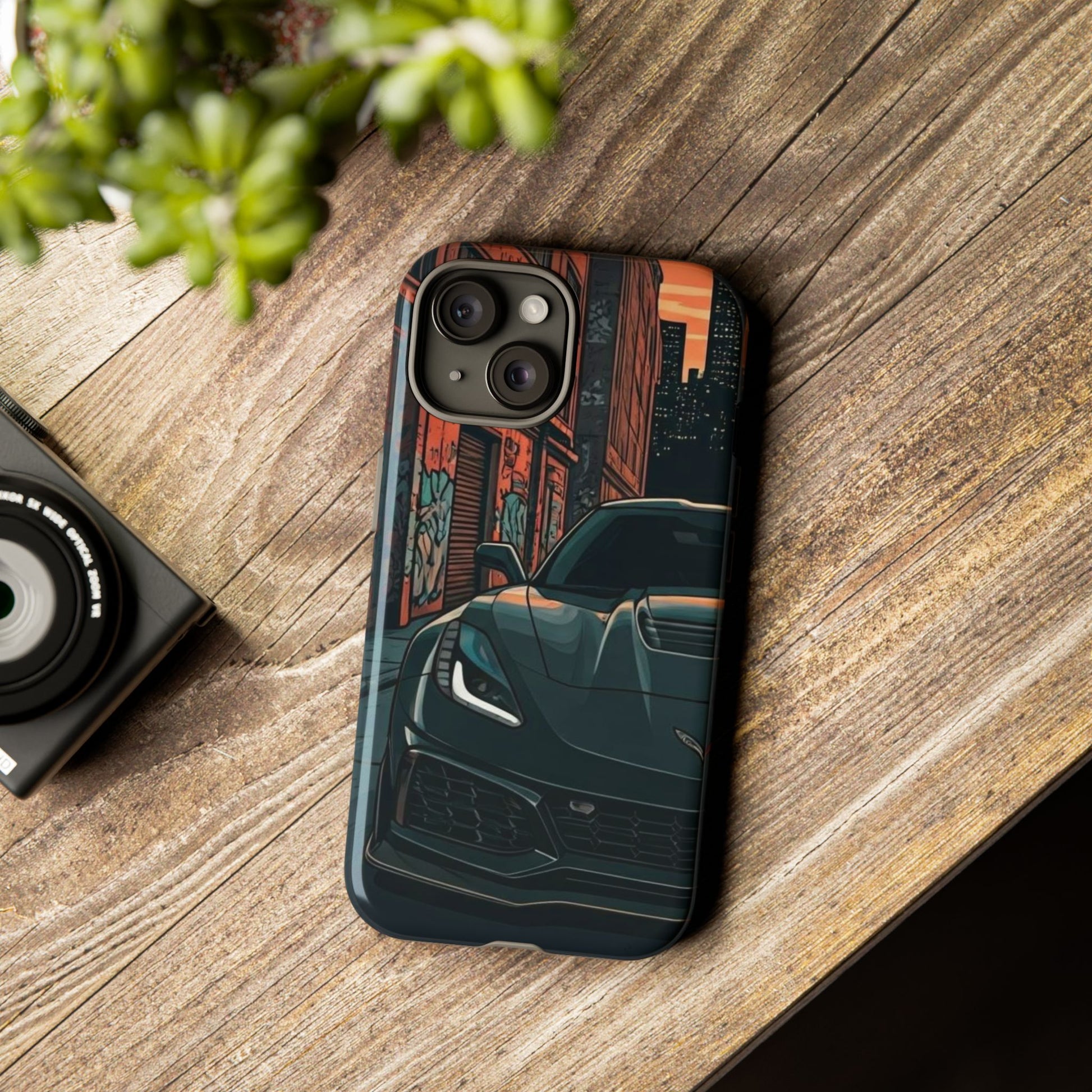 Chevy Corvette C7 Street Life-Dual Layer Ultra Tough Phone Case iPhone 15 Glossy Printify by The Night Shift Automotive Apparel