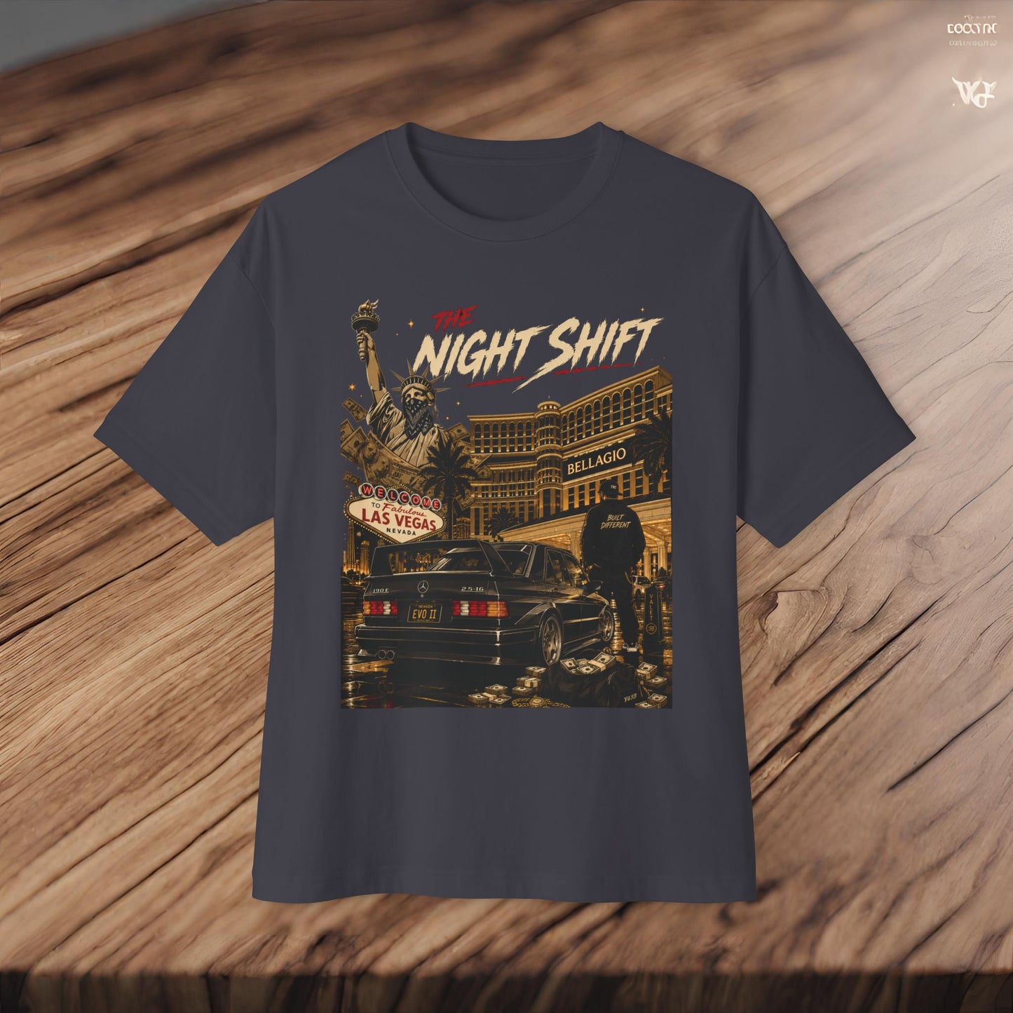 Mercedes Benz 190E Evo II-Premium, Ultra Soft Unisex Oversized Boxy Tee Printify by The Night Shift Automotive Apparel