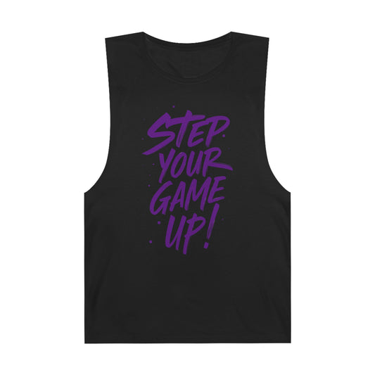 Step Your Game Up - Premium Unisex Barnard Tank Top Black Printify by The Night Shift Automotive Apparel