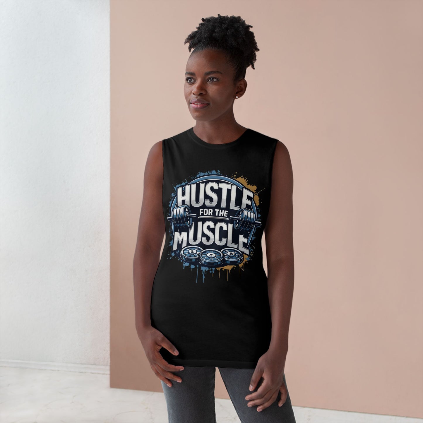 Hustle For The Muscle - Premium Unisex Barnard Tank Top Printify by The Night Shift Automotive Apparel