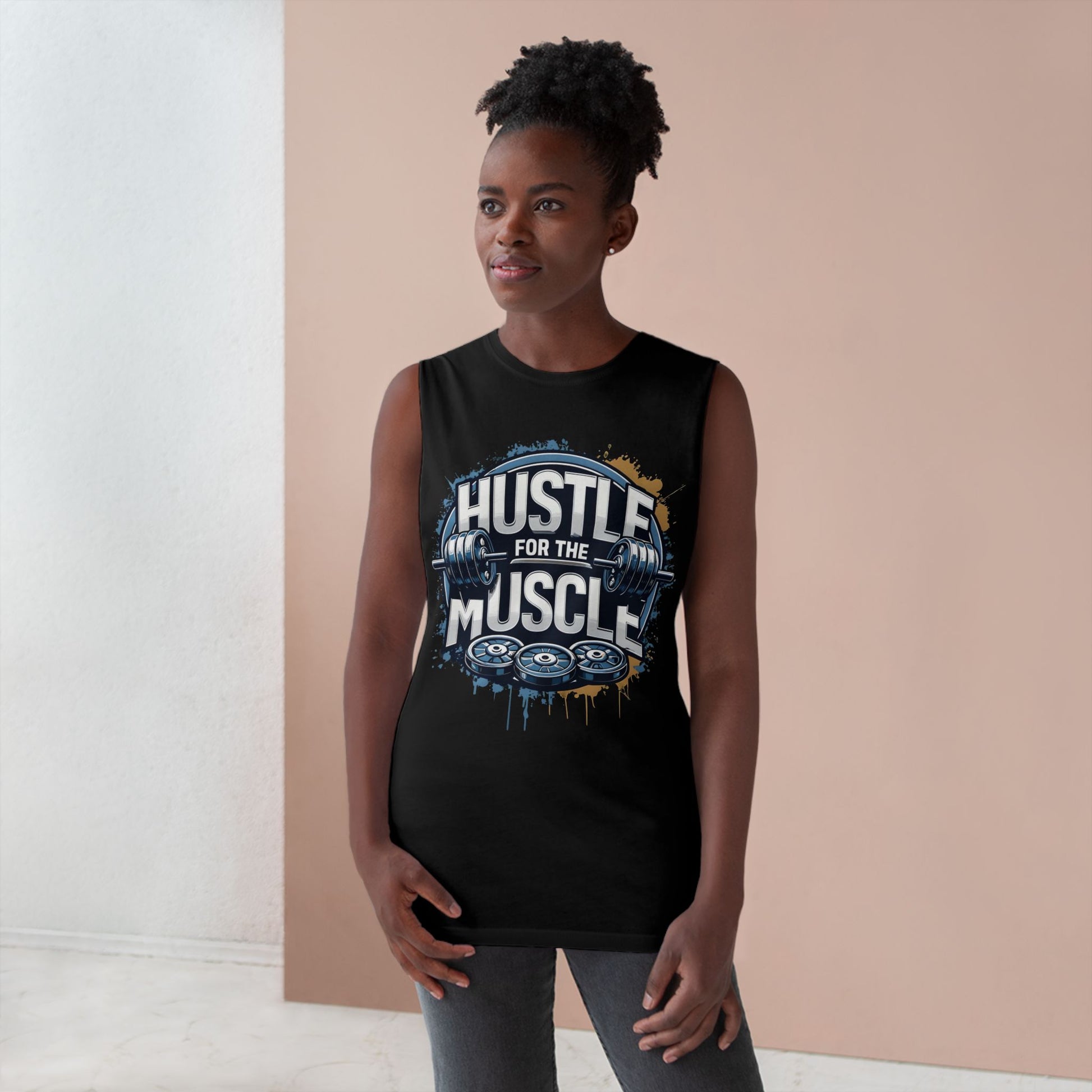 Hustle For The Muscle - Premium Unisex Barnard Tank Top Printify by The Night Shift Automotive Apparel