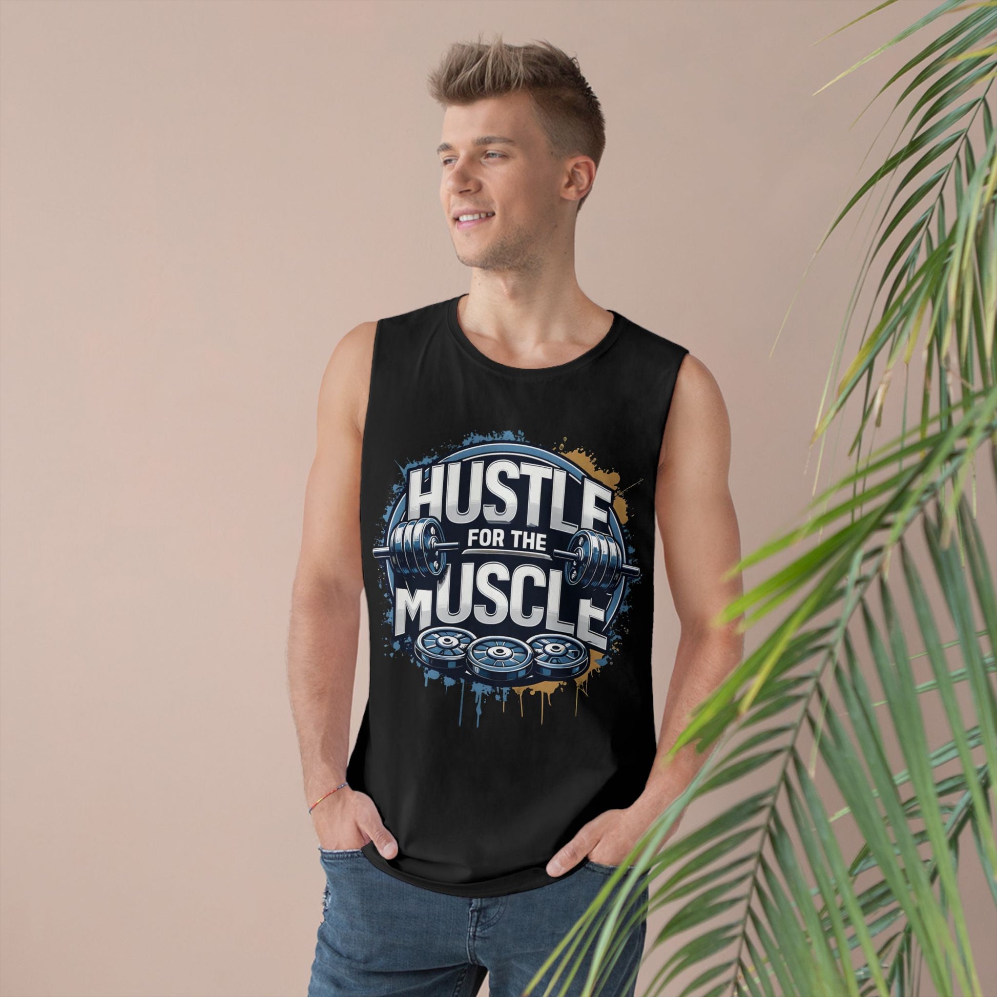 Hustle For The Muscle - Premium Unisex Barnard Tank Top Printify by The Night Shift Automotive Apparel