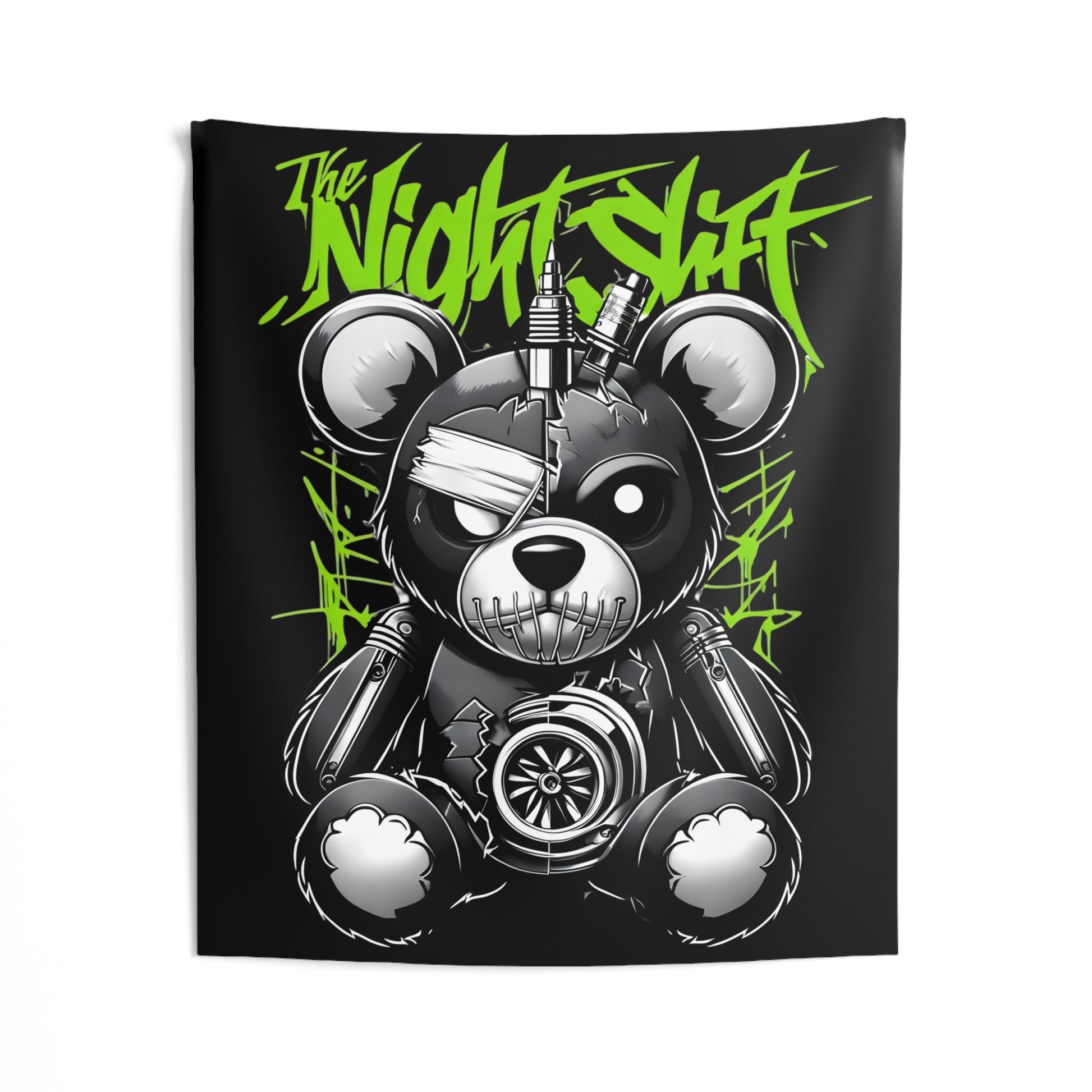 Tattered Teddy Indoor Wall Tapestries - Shop Banner 50" × 60" Printify by The Night Shift Automotive Apparel